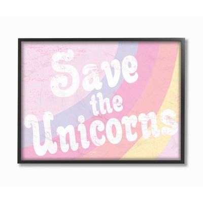 11"x1.5"x14" Save The Unicorns Framed Giclee Texturized Art - Stupell Industries