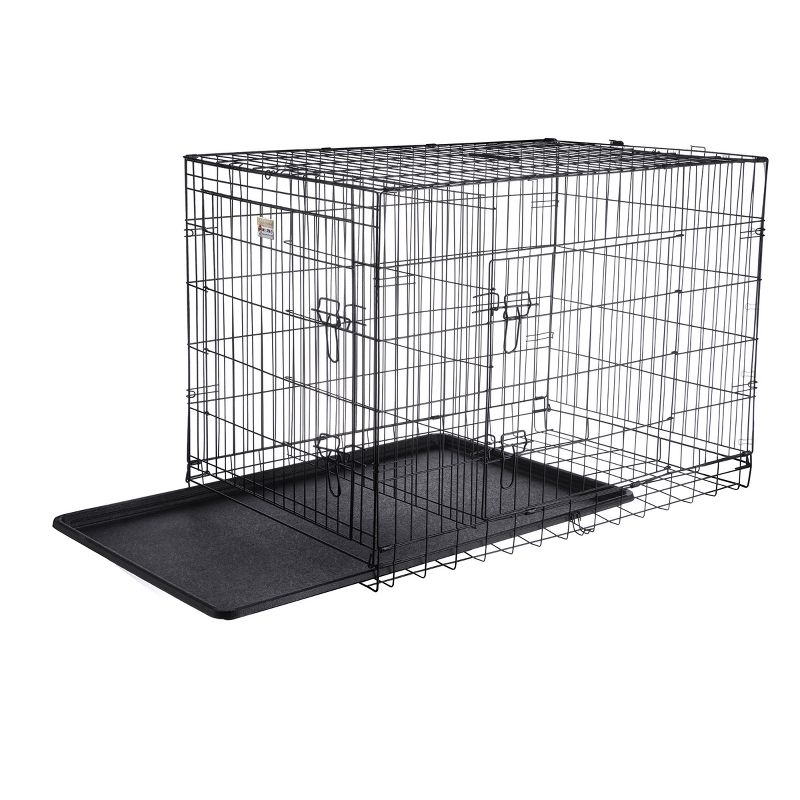 Dog Kennel - 42-Inch Dog Crate with Doors for Front and Side Access - Collapsible Dog Crate with Divider Wall Panel for Large Dogs by PETMAKER (Black), 2 of 9