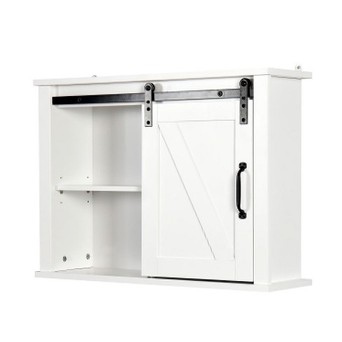 Black Bathroom Cabinet,Bathroom Wall Cabinet 2 Door Adjustable Shelves,Over  the