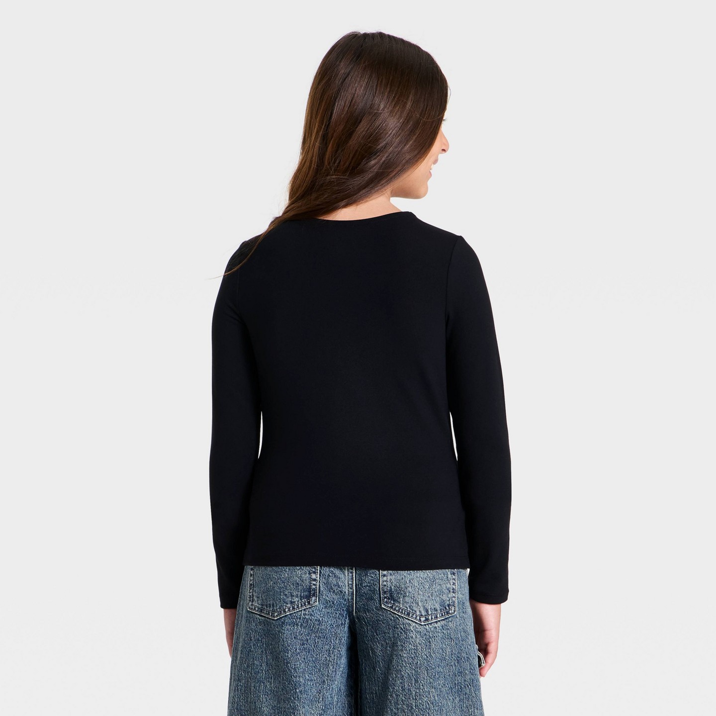 Топ Art Class Super-Soft Square Neck Long Sleeve Top для девочек, цвет: Чёрный — фото 2