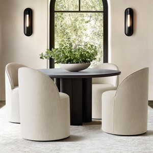 Modern Dining Chairs Set of 4 Upholstered Dining Chair with Castors Round Dining Room Chair Cushioned Backrest Dining Chair for Kitchen -Tanpinhause - 1 of 4