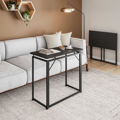 NicBex Folding Desk Reading Table with Footpad,Versatile Desk table,End Table&Bedside Table,Portable Desk for Living Room,Bedroom&Study,Black