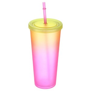 Unique Bargains Insulated Double Wall Tumbler with Lid and Straw - 1 of 4