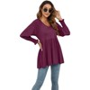 Coolmee Womens Casual Fall Tunic Tops Puff Long Sleeve Fashion V Neck Flowy Babydoll Peplum Top Blouse T-Shirt - 3 of 4