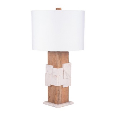 White Marble 18" Table Lamp with White Shade