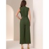 Allegra K Women's Sleeveless One Button Closure Wide Leg Jumpsuits with Belt - 4 of 4