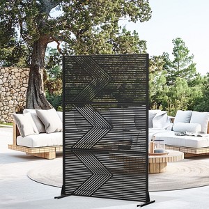 47-inches W x 72-inches H Black Galvanized Sheet Screen Outdoor and lndoor Divider for Balcony Patio Garden Room Divider (V-shaped) - 1 of 4