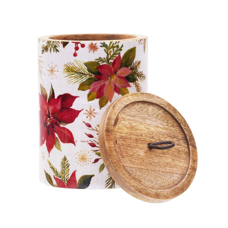 Gallerie II Poinsettia Xmas Mango Wood Canister Lg, 2 of 6