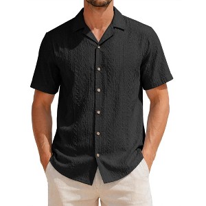black dress shirt mens small Black "Buckle" Short Sleeve Shirt  MONDO Menswear