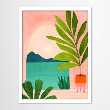 Americanflat Abstract Wall Art Room Decor - Summer Vacation Pink Landscape by Modern Tropical