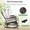 Tangkula Patio Wicker Rocking Chair w/ White Seat Cushions & Lumbar Pillow Porch - 2 of 4