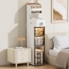 Ultra-Thin Narrow Bathroom Storage Cabinet with Transparent Doors and Built-in Toilet Paper Holder Dustproof Drawer-Style Organizer - 2 of 4