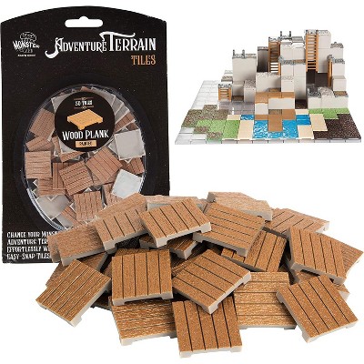 Monster Adventure Terrain- 50pc Wood Plank Tile Expansion Pack- Hand-Painted 1x1” Tile Set- Easy Snap Creates Amazing Tabletop Terrain in Minute-