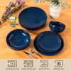 vancasso 16 piece blue kiln-changed glaze five-leaf flower relief ceramic tableware set includes 4 dinner plates/dessert plates/pasta /cereal bowls - 3 of 4