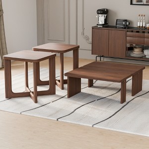 Spassway Wooden Coffee Table Sets Modern Splicing Design Coffee Tables with End Table Living Room Table Set for Apartment Home Office - 1 of 4