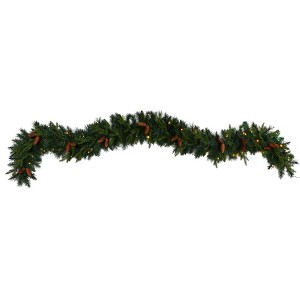 Nearly Natural 9-ft Mixed Pines and Pinecones Extra Wide Artificial Christmas Garland with 286 Bendable Branches and 70 Warm White LED Lights - 1 of 2