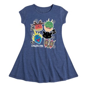 Girls' - How to Train Your Dragon - Dragons Fit & Flair Cap Sleeve Dress - 1 of 2