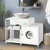 Cat Litter Box Enclosure For Bathroom, Hidden Litter Pet Washroom With Divider, Indoor Cat House For Large Cats-Cuddlewood - 2 of 4