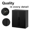 Black Wood Grain Storage Cabinet with Wicker Door (36x31x16") - 2 of 4