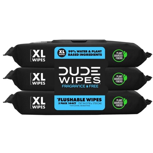 dude wipes flushable wet wipes 48 count dispenser, unscented wet