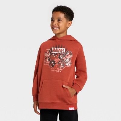 Boys' Marvel Villains Battle Ready Hooded Fleece Sweatshirt - Dark Red