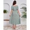 BLUEMING Womens Maternity Dress Puff Short Sleeve Square Neck Flowy Boho Midi Dress for Baby Shower Photoshoot - 2 of 4