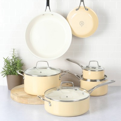 Cream Aluminum Nonstick 10-Piece Cookware Set