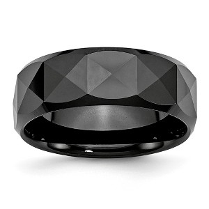 Black Bow Jewelry Black Ceramic, 8mm Faceted Polished Comfort Fit Band - 1 of 4
