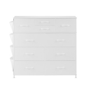 VEVOR 10 Drawer Dresser, Fabric Drawer Dresser with Fabric Bins, Closet Storage Drawers with Easy Pull Handle and Sturdy Steel Frame, White - 1 of 4