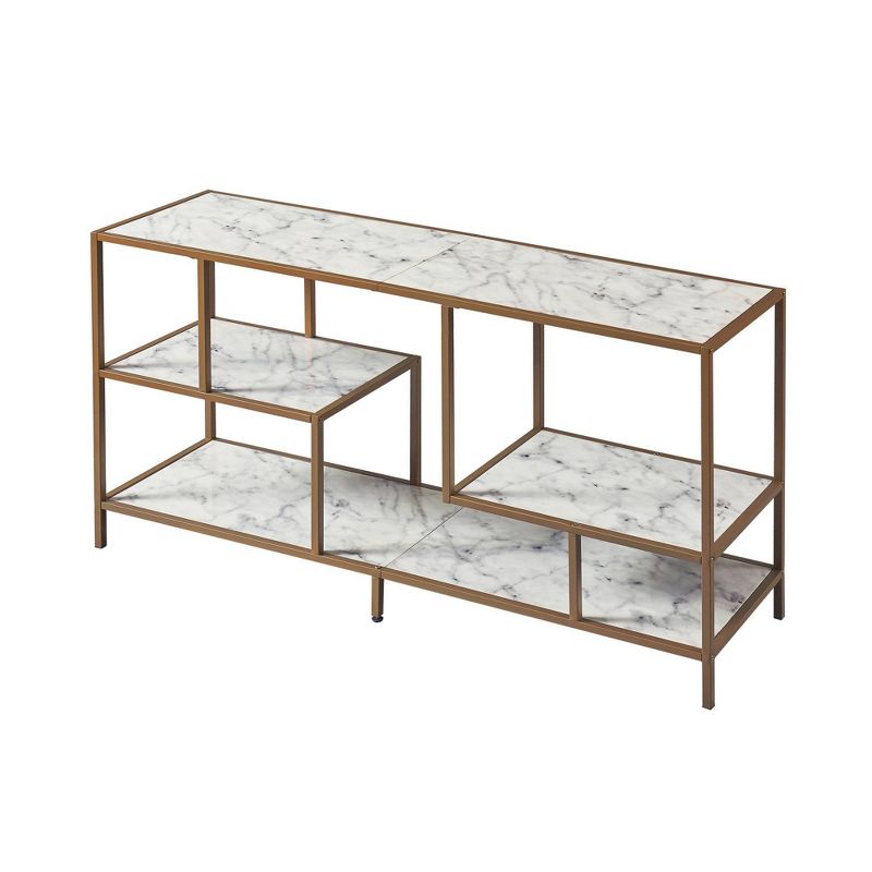 Marmo Faux Marble Top TV Stand for TVs up to 60&#34; Gold - Teamson Home, 3 of 10