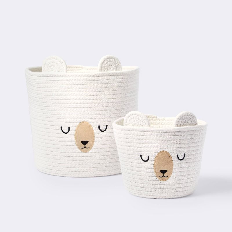 Small Tapered Round Coiled Rope Round Basket Sleepy Bear - Cloud Island&#8482;, 5 of 6