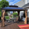 PURPLE LEAF Outdoor Hardtop Gazebo Canopy for Patio Deck Backyard Heavy Duty Outside Sunshade with Netting and Curtains - 2 of 4