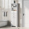 67.3 in. White Tall Storage Cabinet with 3 Drawers and Adjustable Shelves for Bathroom, Study, Office and Interior - 2 of 4