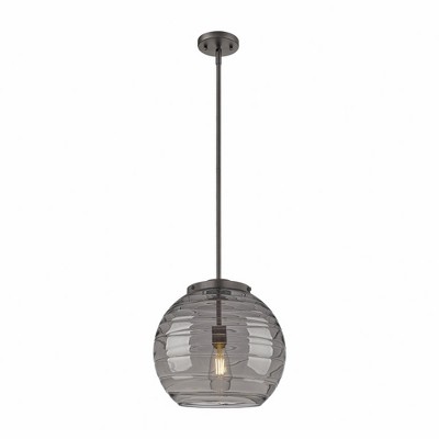 Athens Deco Swirl - 1 Light Stem Hung Pendant In Industrial Style-14.88 Inches Tall and 13.75 Inches Wide