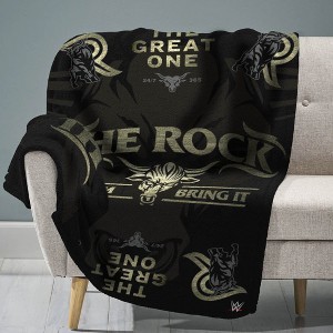 Sleep Squad WWE The Rock 60 x 80 Raschel Plush Blanket - 1 of 4