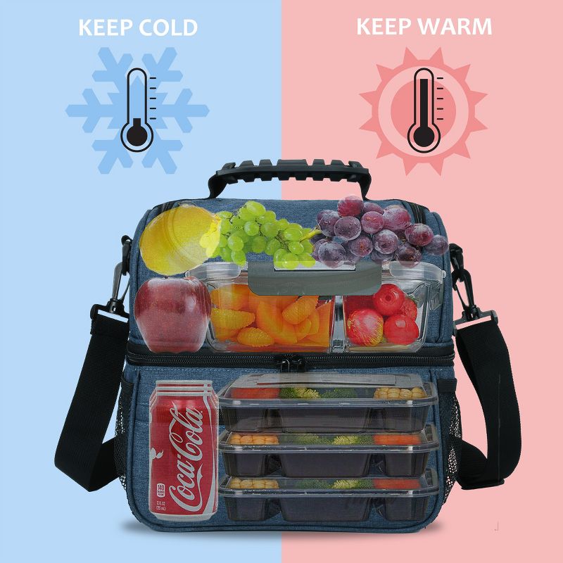 Tirrinia Large Lunch Bag, 13L/22 Cans Insulated Leakproof Reusable Bento Lunch Box with Dual Compartment, Lunch Cooler Tote Bag for Work, Beach, 5 of 9