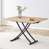 LIVAREEmlen Modern Minimalist Multifunctional Lift Table with 0.8'' Tabletop and Black Metal Legs Dressing Table Coffee Table Dining Table Office Desk - 3 of 4