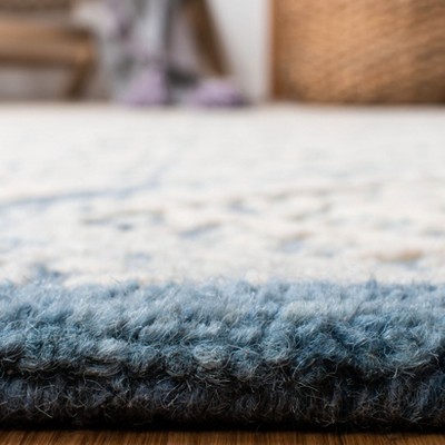 Handmade Blue and Ivory Wool Tufted Reversible 4' x 6' Area Rug