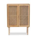 Maclean Rattan Wood 2 Door Storage Cabinet Natural/Brown - Baxton Studio
