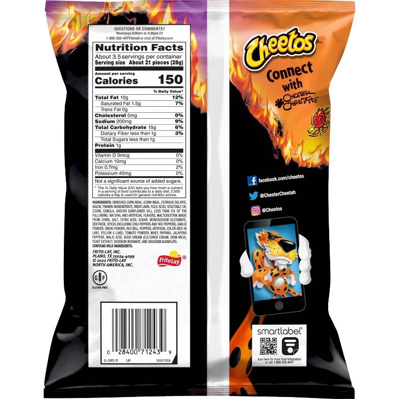 Cheetos Flamin&#39; Hot Crunchy Tangy Chili Fusion - 3.25oz, 2 of 3