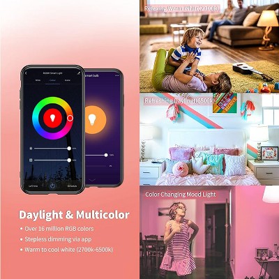Multi-Color Dimmable LED Smart Bulbs with Voice Control
