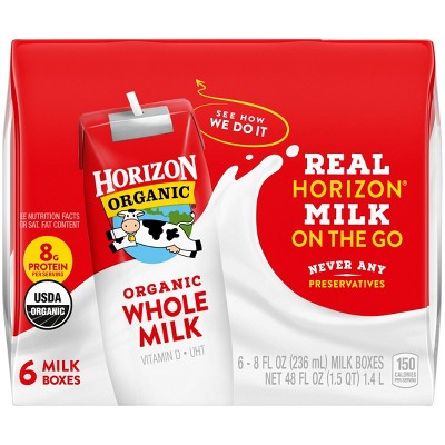 Horizon Organic Whole Milk - 6pk/8 Fl Oz Boxes : Target