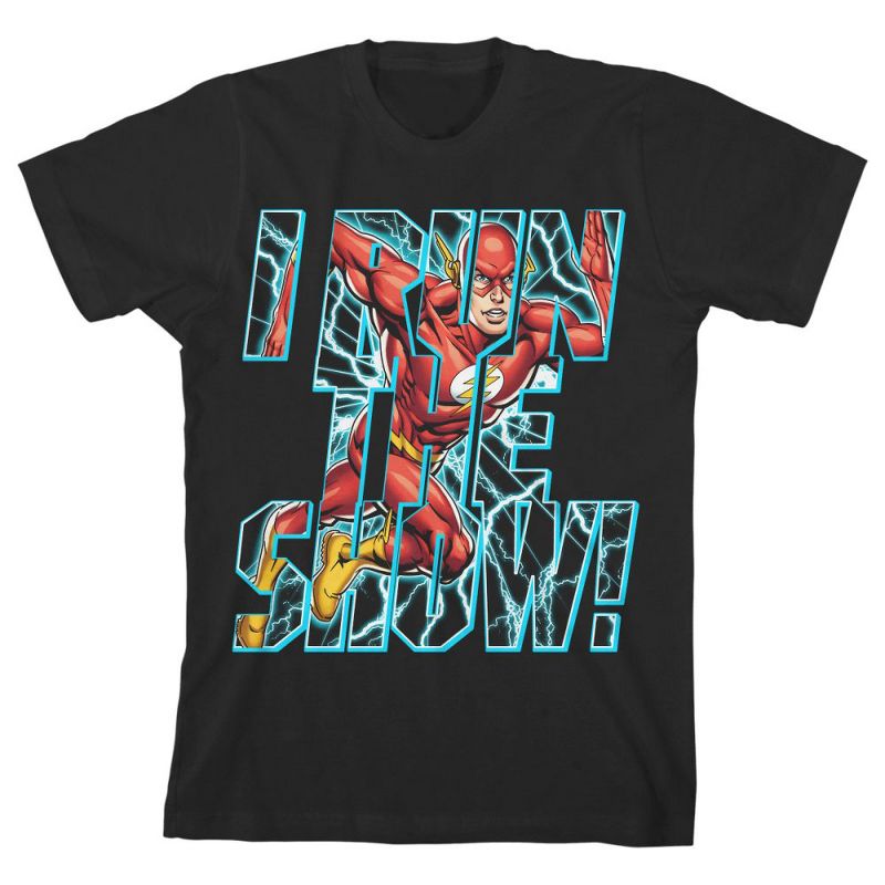 The Flash I Run the Show! Black Graphic Tee Toddler Boy to Youth Boy, 1 of 4