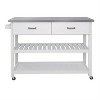 LunaLulinlk Stainless Steel Table Top White Kitchen Cart With Two Drawers - 3 of 4