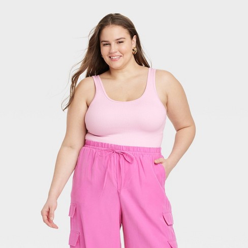 Women's Terry Tank Top - A New Day - Peach Plus Size 1X