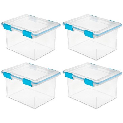 Sterilite 32 Quart Gasket Box with Clear Base and Lid (4 Pack)