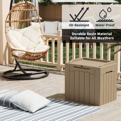 Mocha Lockable 32 Gallon Resin Deck Box with Seat