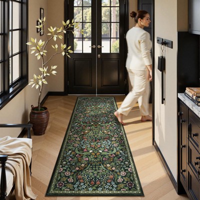 Lahome GST Intricate Floral Abundance Short Pile Velvet Rectangular Indoor Area Rug