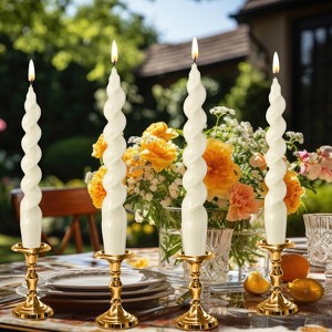 FAAYFIAN 4 Pcs Spiral Taper Candle 7 Inch Twisted Long Wax Dinner Candlestick for Fall Halloween Christmas Holiday Valentines Wedding Birthday - 1 of 4