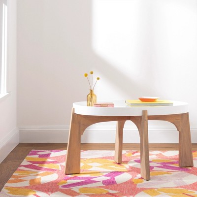 Lily Pad Pink and Orange Hand Woven Wool Rug
